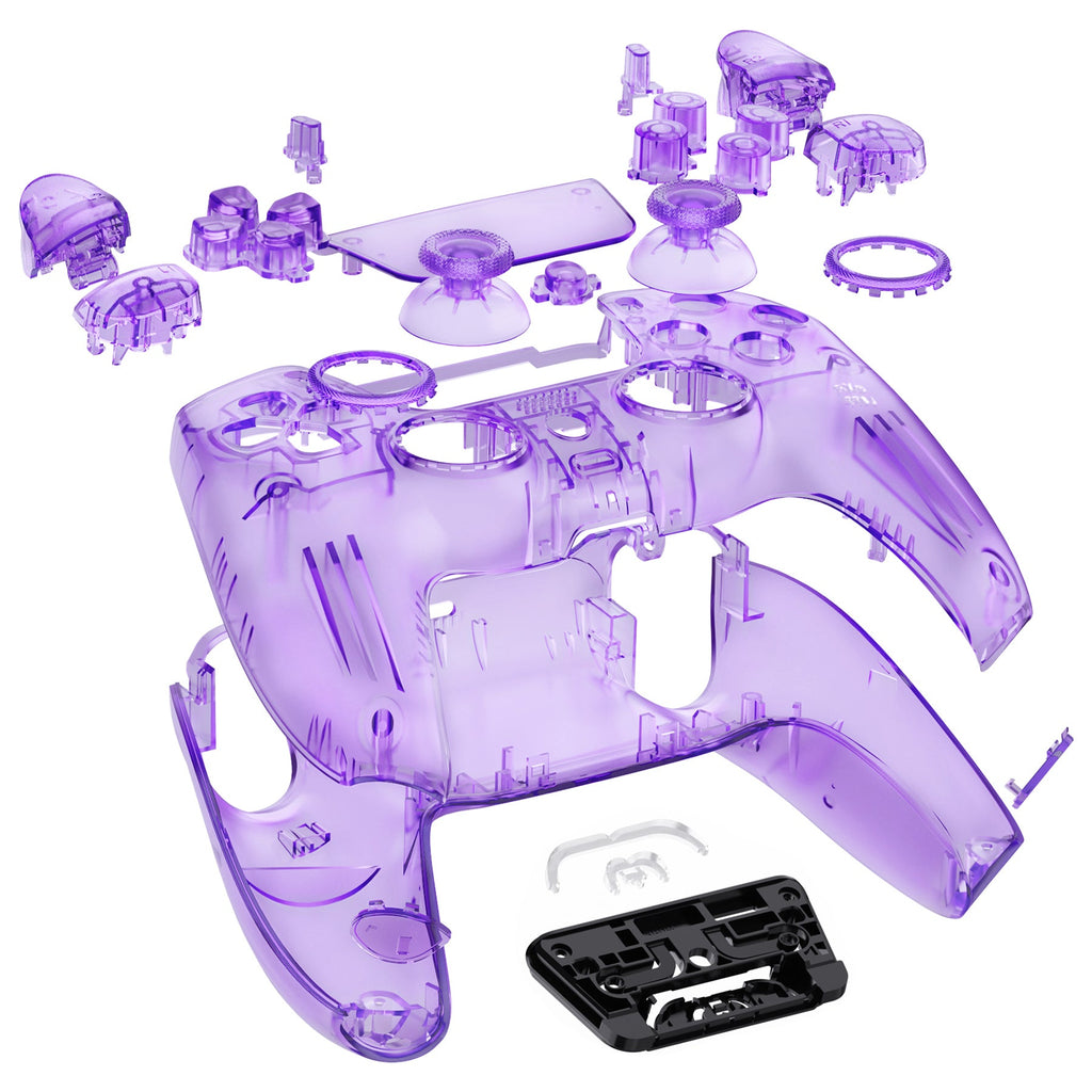 eXtremeRate LUNA Redesigned Replacement Full Set Shells with Buttons Compatible with PS5 Controller BDM-030/040/050 - Clear Atomic Purple eXtremeRate