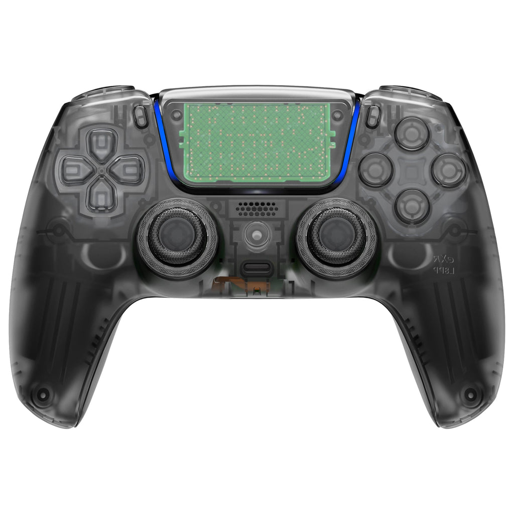 eXtremeRate LUNA Redesigned Replacement Full Set Shells with Buttons Compatible with PS5 Controller BDM-030/040/050 - Clear Black eXtremeRate