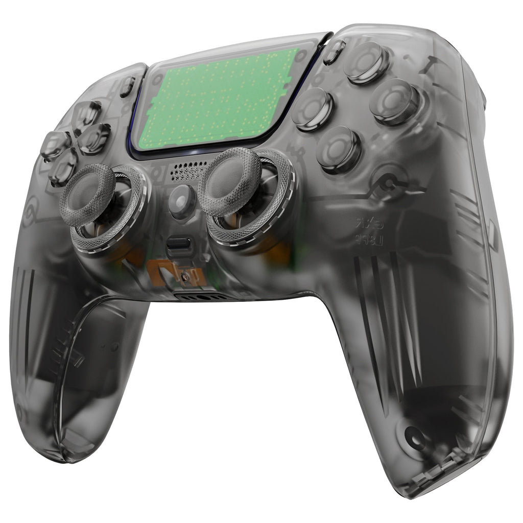 eXtremeRate LUNA Redesigned Replacement Full Set Shells with Buttons Compatible with PS5 Controller BDM-030/040/050 - Clear Black eXtremeRate