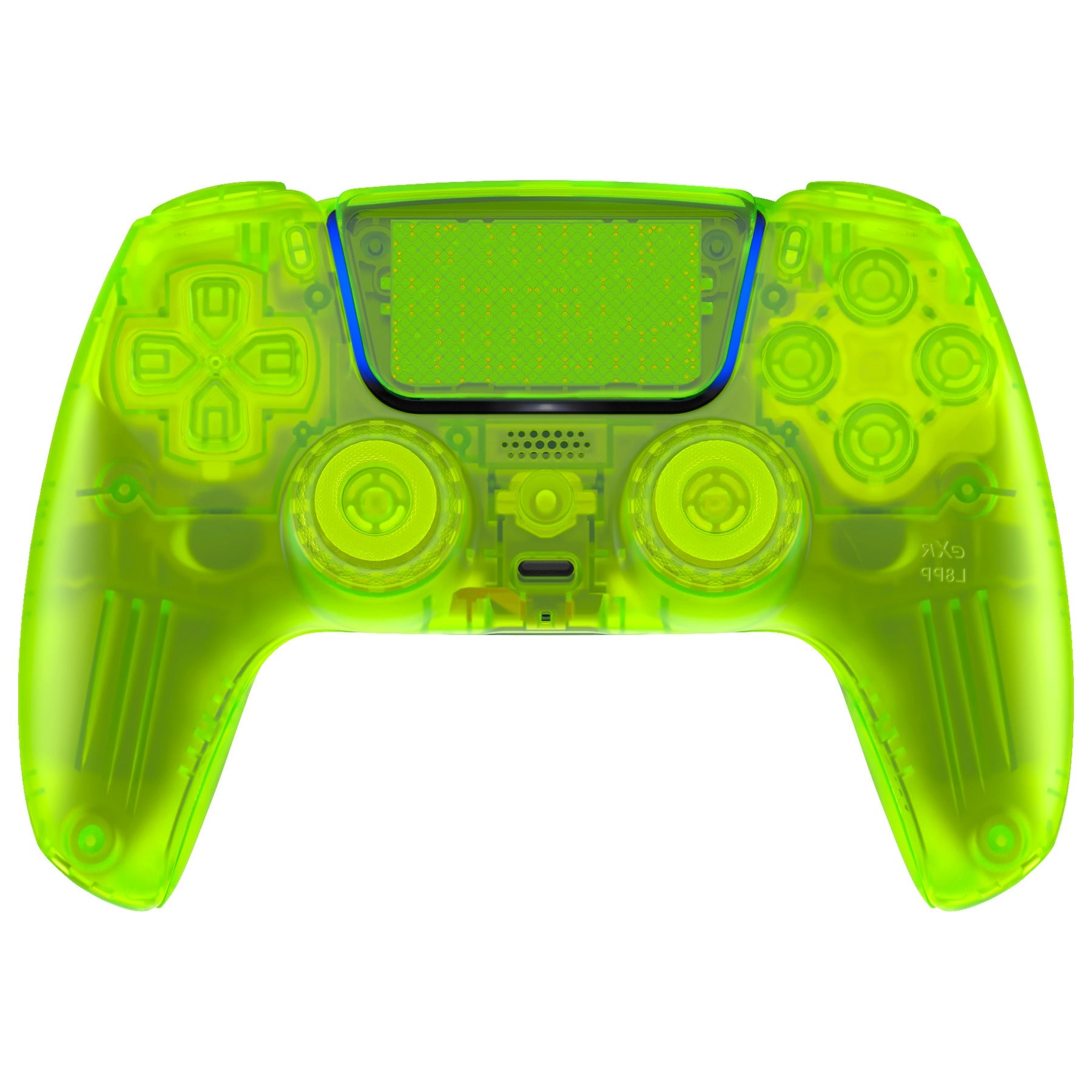 eXtremeRate LUNA Redesigned Replacement Full Set Shells with Buttons Compatible with PS5 Controller BDM-030/040/050 - Clear Lime Green eXtremeRate