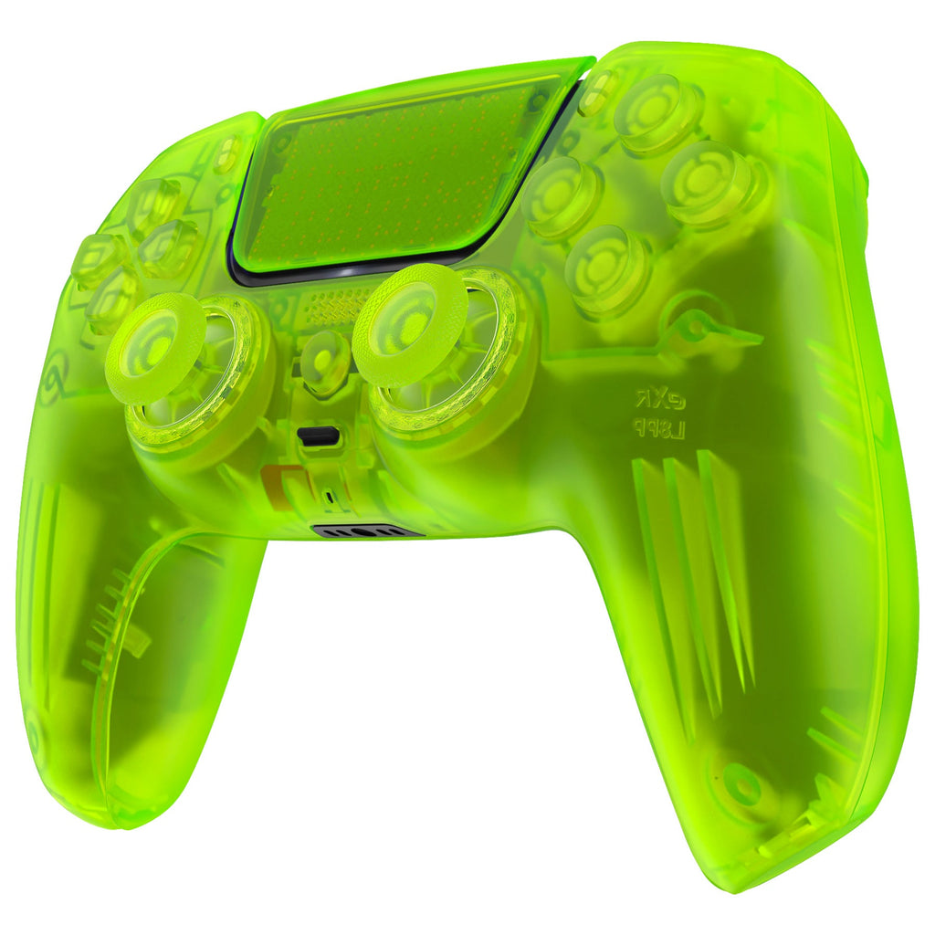 eXtremeRate LUNA Redesigned Replacement Full Set Shells with Buttons Compatible with PS5 Controller BDM-030/040/050 - Clear Lime Green eXtremeRate