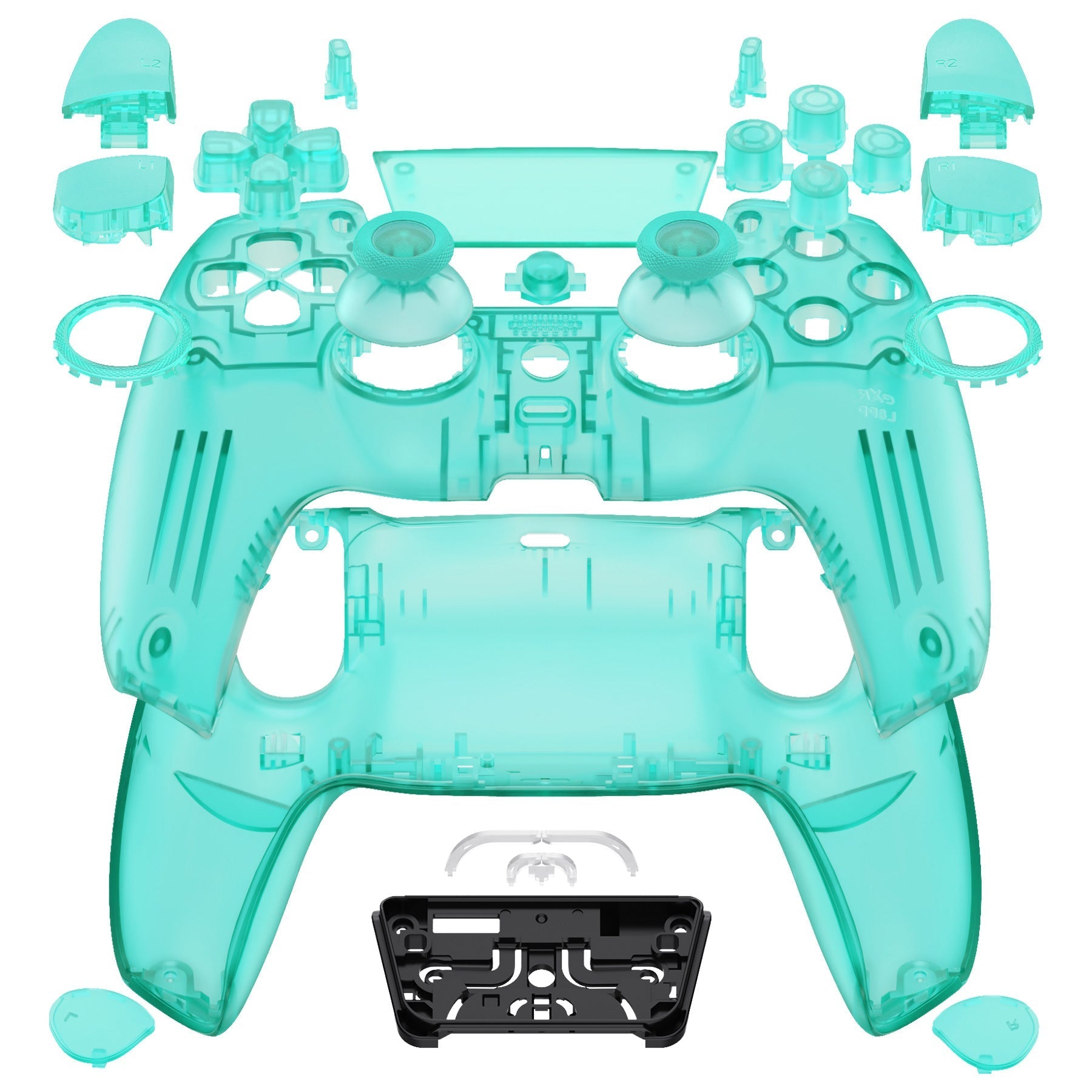 eXtremeRate LUNA Redesigned Replacement Full Set Shells with Buttons Compatible with PS5 Controller BDM-030/040/050 - Emerald Green eXtremeRate