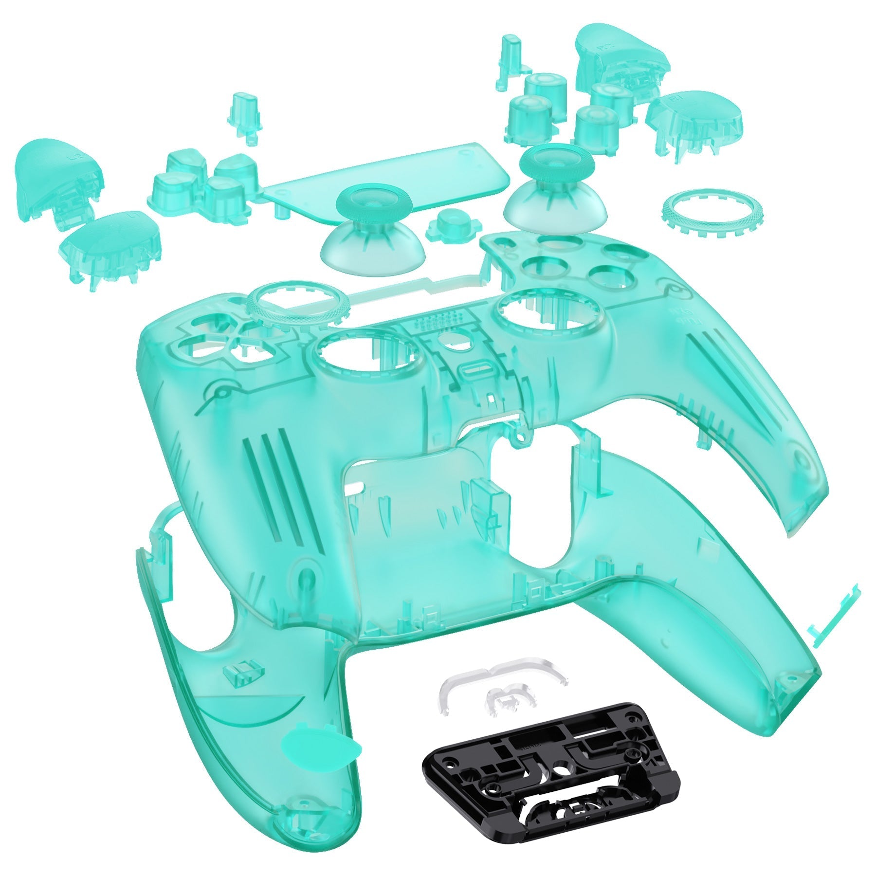eXtremeRate LUNA Redesigned Replacement Full Set Shells with Buttons Compatible with PS5 Controller BDM-030/040/050 - Emerald Green eXtremeRate