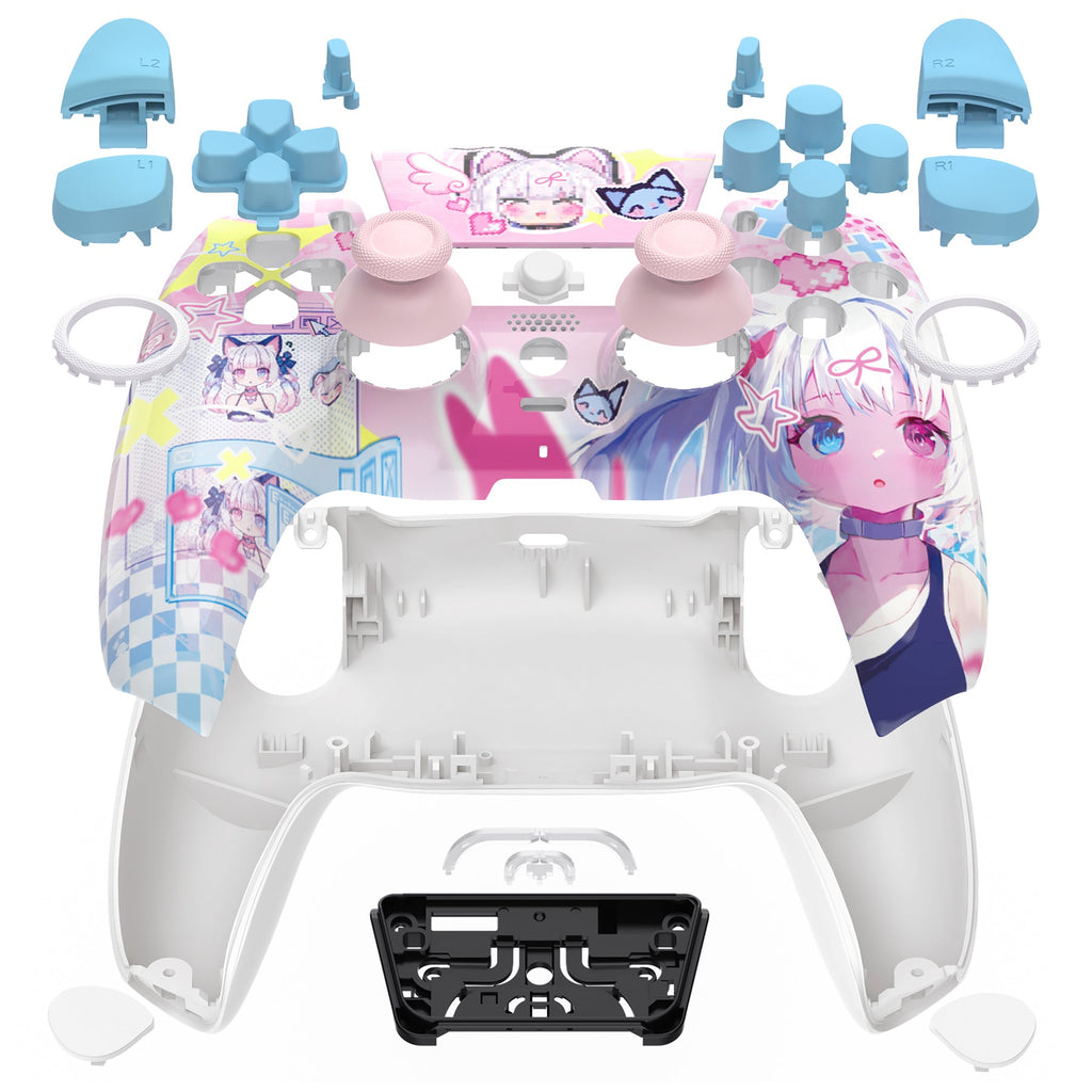 eXtremeRate LUNA Redesigned Replacement Full Set Shells with Buttons Compatible with PS5 Controller BDM-030/040/050 - MeWoow eXtremeRate