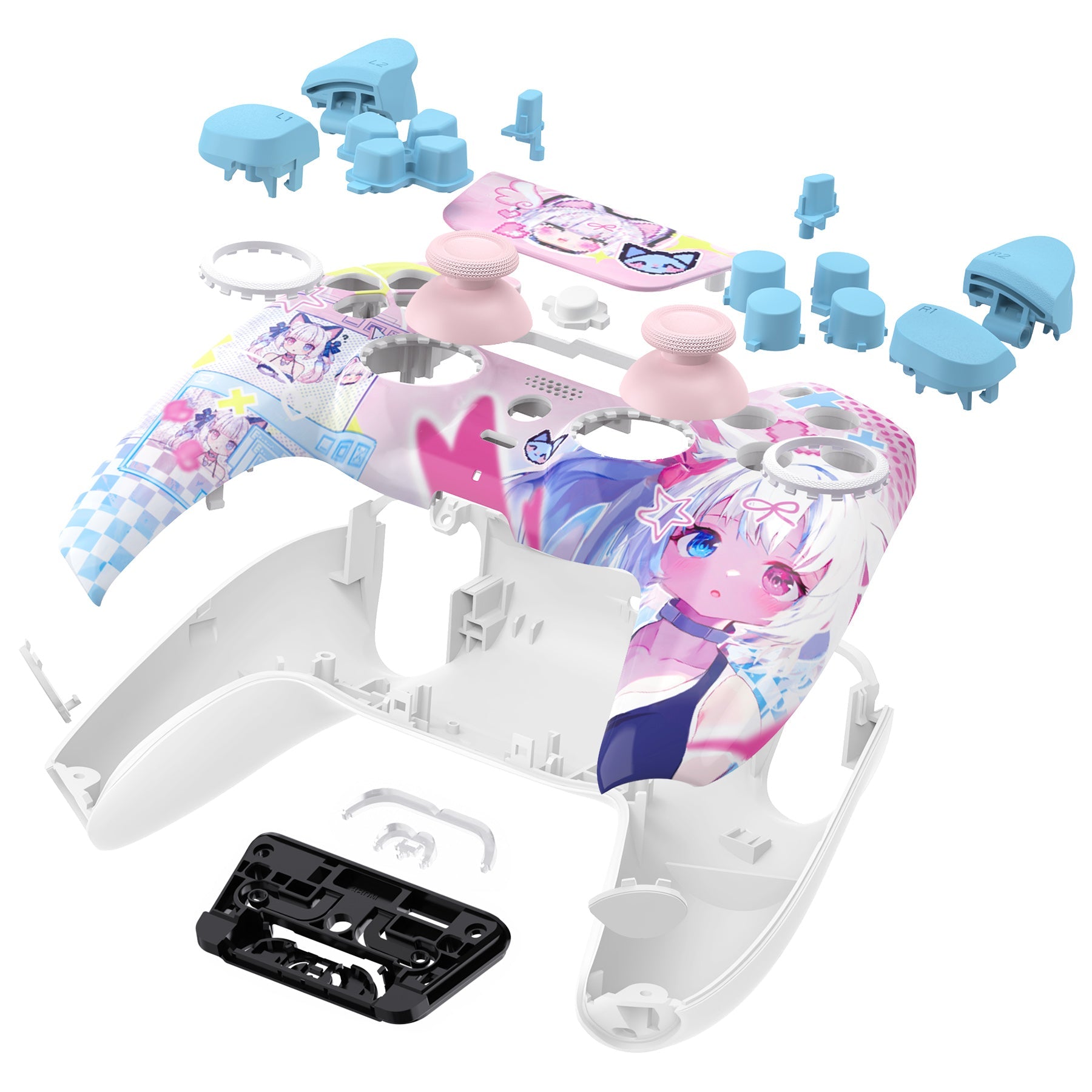 eXtremeRate LUNA Redesigned Replacement Full Set Shells with Buttons Compatible with PS5 Controller BDM-030/040/050 - MeWoow eXtremeRate