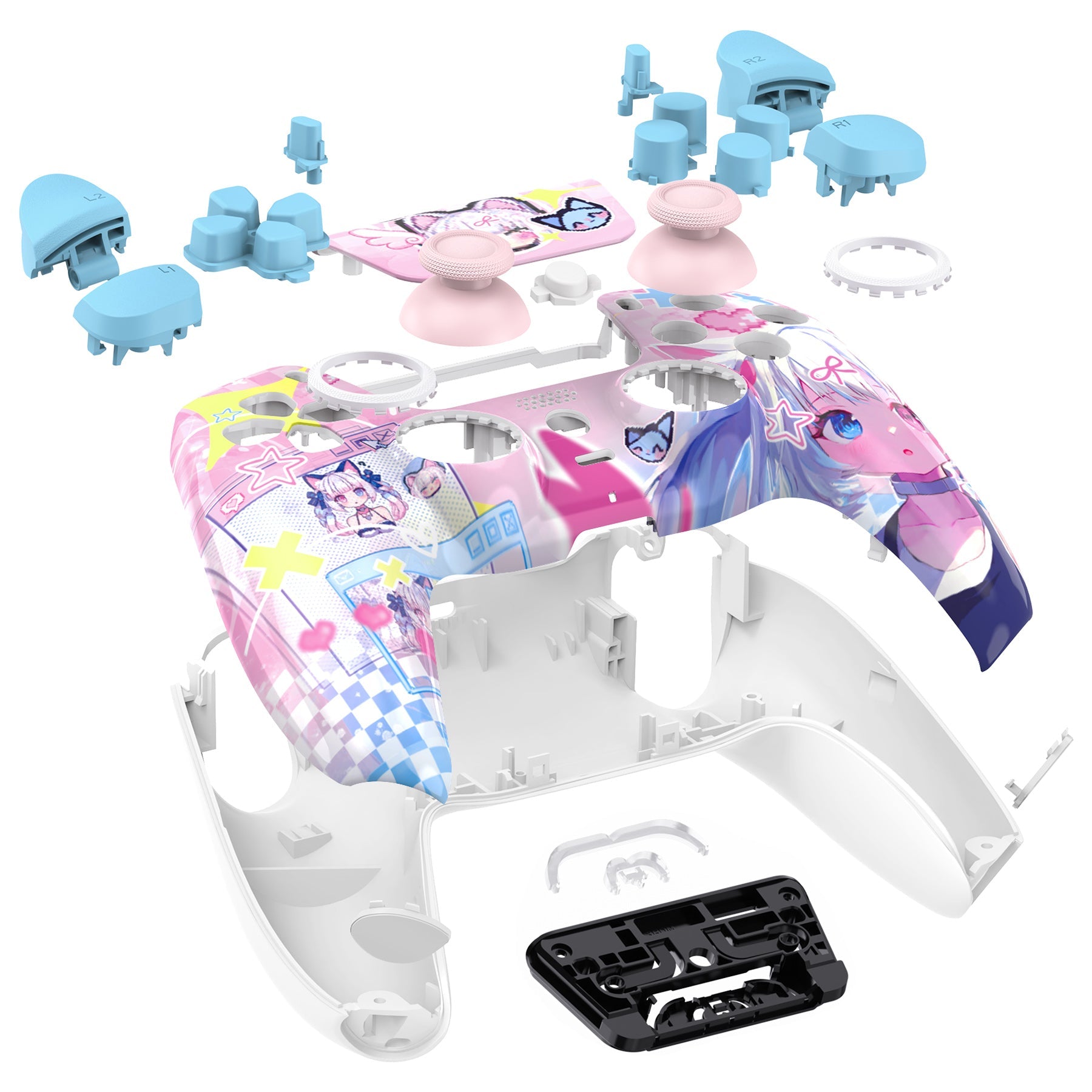eXtremeRate LUNA Redesigned Replacement Full Set Shells with Buttons Compatible with PS5 Controller BDM-030/040/050 - MeWoow eXtremeRate