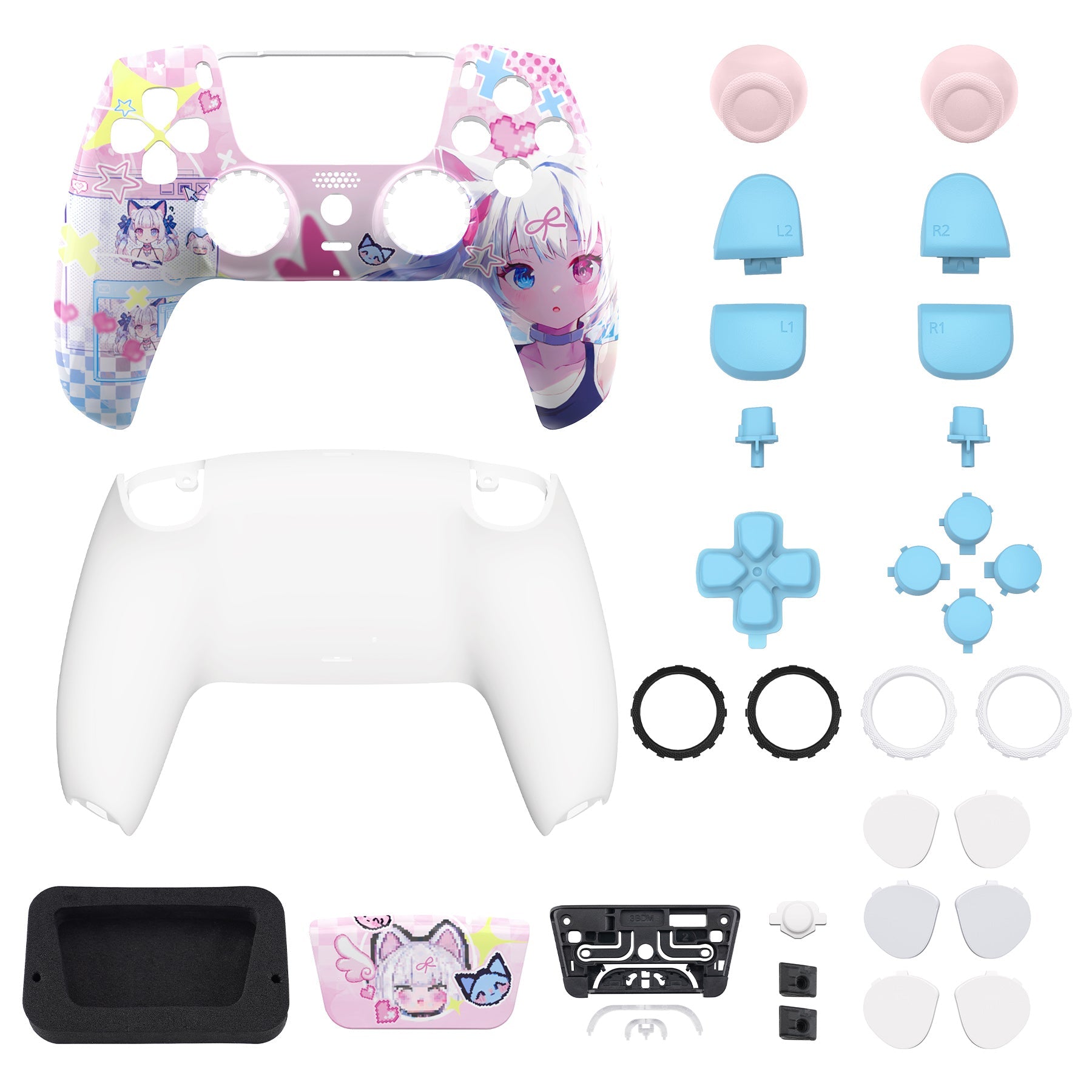 eXtremeRate LUNA Redesigned Replacement Full Set Shells with Buttons Compatible with PS5 Controller BDM-030/040/050 - MeWoow eXtremeRate