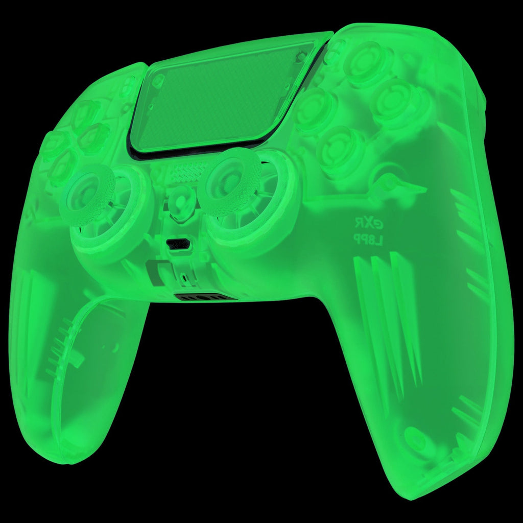 eXtremeRate LUNA Redesigned Replacement Full Set Shells with Buttons Compatible with PS5 Controller BDM-030/040/050 - Glow in Dark - Green eXtremeRate