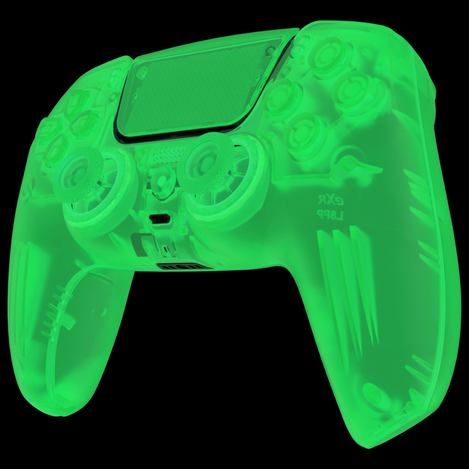 eXtremeRate LUNA Redesigned Replacement Full Set Shells with Buttons Compatible with PS5 Controller BDM-030/040/050 - Glow in Dark - Green eXtremeRate