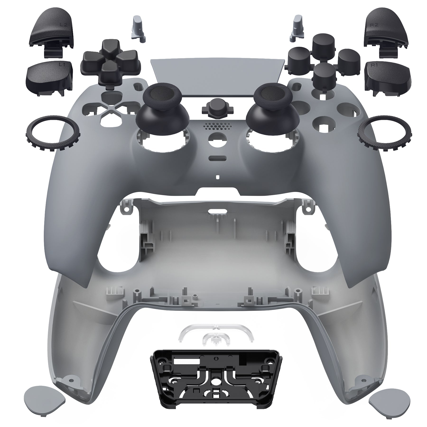 eXtremeRate LUNA Redesigned Replacement Full Set Shells with Buttons Compatible with PS5 Controller BDM-030/040/050 - New Hope Gray eXtremeRate
