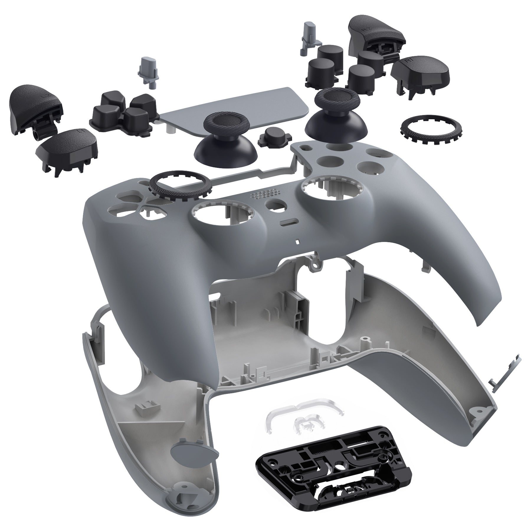 eXtremeRate LUNA Redesigned Replacement Full Set Shells with Buttons Compatible with PS5 Controller BDM-030/040/050 - New Hope Gray eXtremeRate