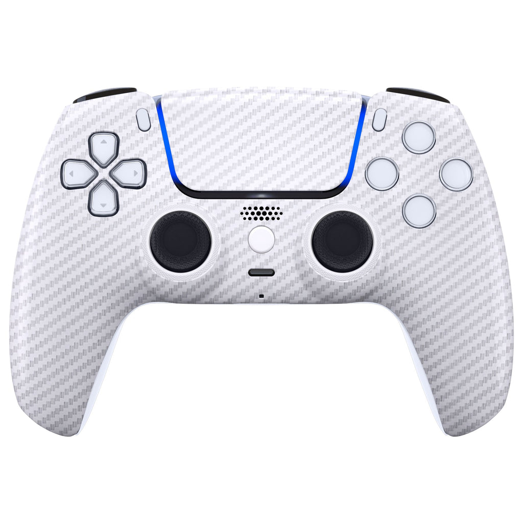 eXtremeRate LUNA Redesigned Replacement Front Shell with Touchpad Compatible with PS5 Controller BDM-010/020/030/040/050 - White Silver Carbon Fiber eXtremeRate