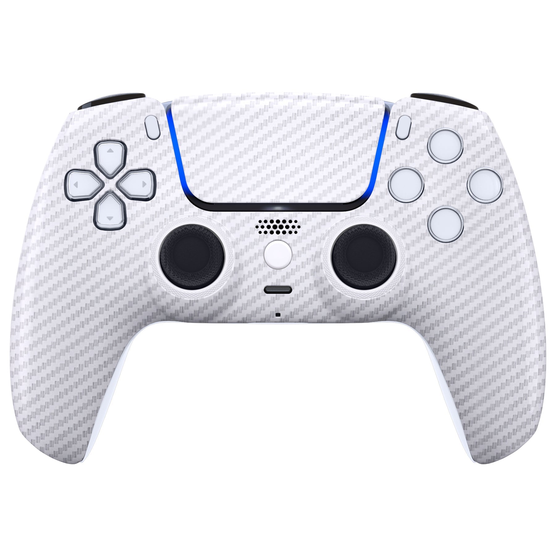 eXtremeRate LUNA Redesigned Replacement Front Shell with Touchpad Compatible with PS5 Controller BDM-010/020/030/040/050 - White Silver Carbon Fiber eXtremeRate