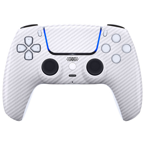 eXtremeRate LUNA Redesigned Replacement Front Shell with Touchpad Compatible with PS5 Controller BDM-010/020/030/040/050 - White Silver Carbon Fiber eXtremeRate