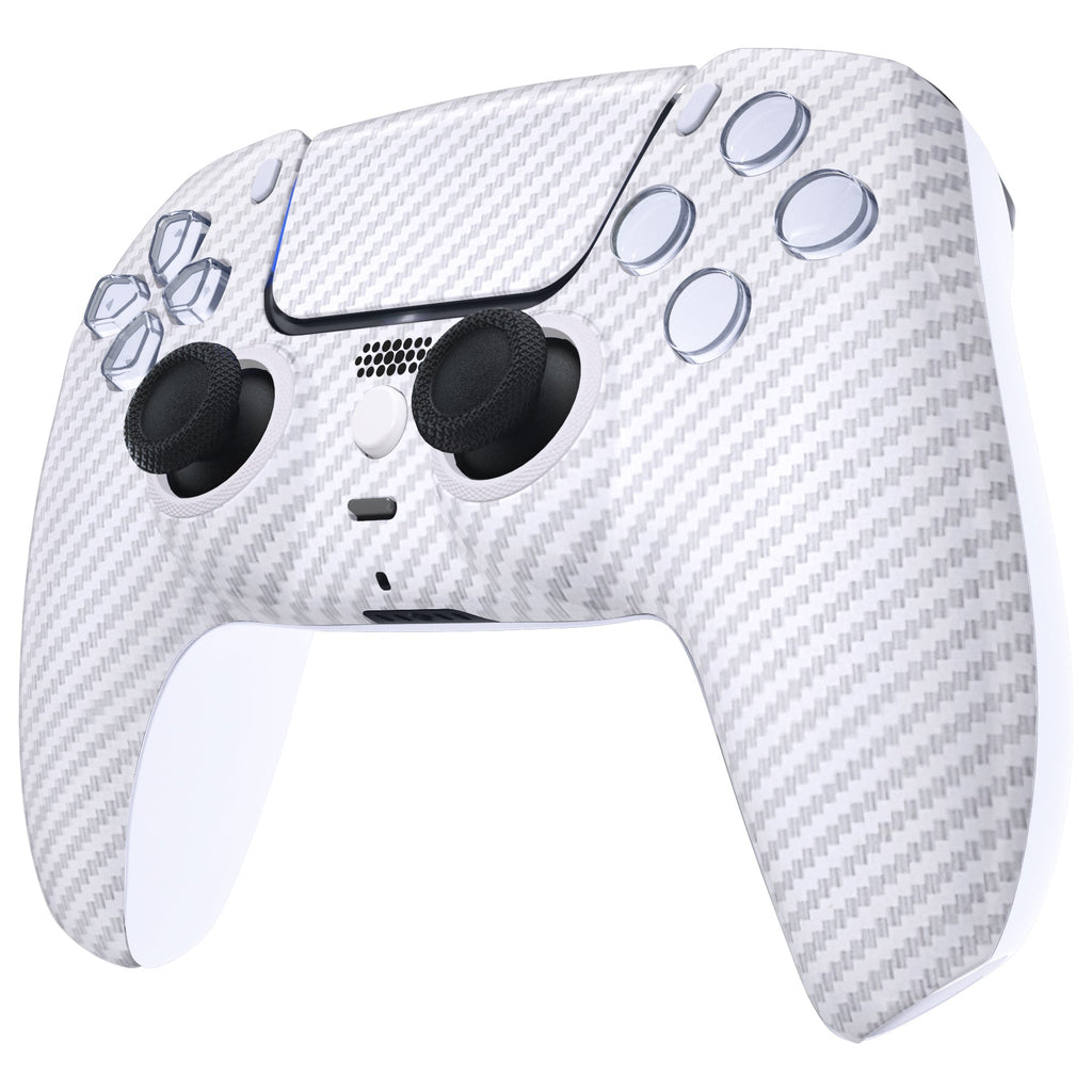 eXtremeRate LUNA Redesigned Replacement Front Shell with Touchpad Compatible with PS5 Controller BDM-010/020/030/040/050 - White Silver Carbon Fiber eXtremeRate