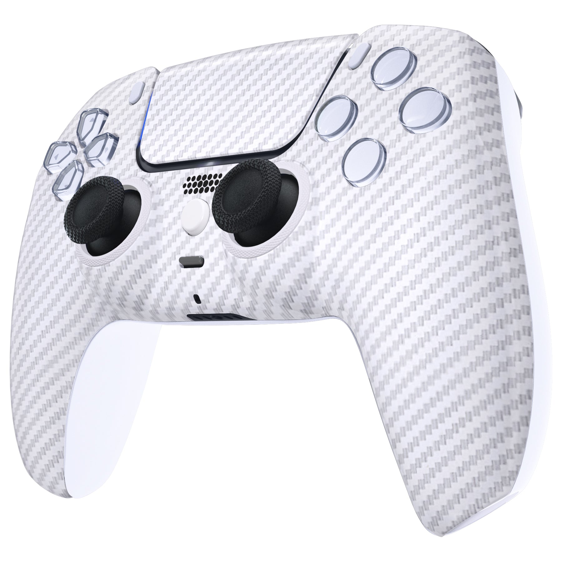 eXtremeRate LUNA Redesigned Replacement Front Shell with Touchpad Compatible with PS5 Controller BDM-010/020/030/040/050 - White Silver Carbon Fiber eXtremeRate