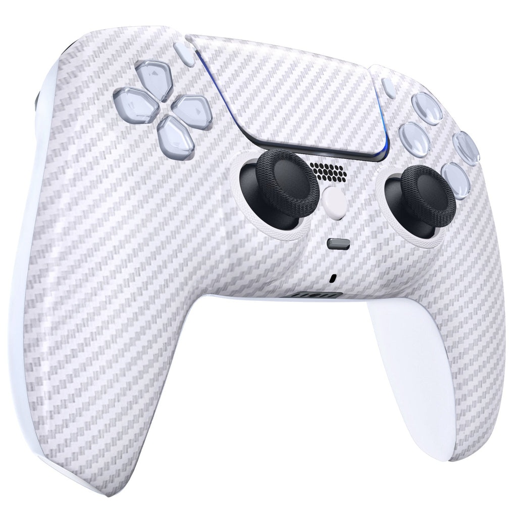 eXtremeRate LUNA Redesigned Replacement Front Shell with Touchpad Compatible with PS5 Controller BDM-010/020/030/040/050 - White Silver Carbon Fiber eXtremeRate