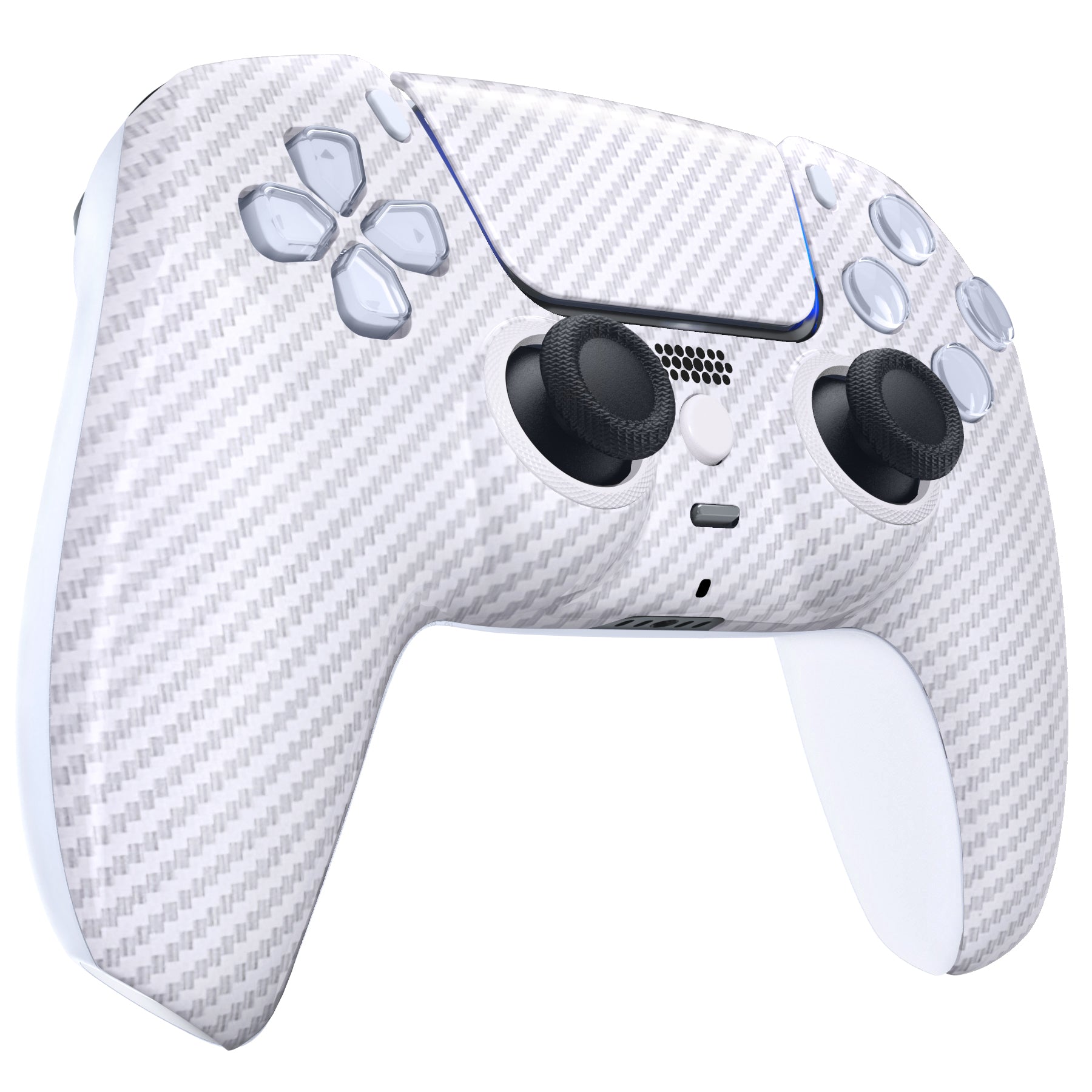 eXtremeRate LUNA Redesigned Replacement Front Shell with Touchpad Compatible with PS5 Controller BDM-010/020/030/040/050 - White Silver Carbon Fiber eXtremeRate