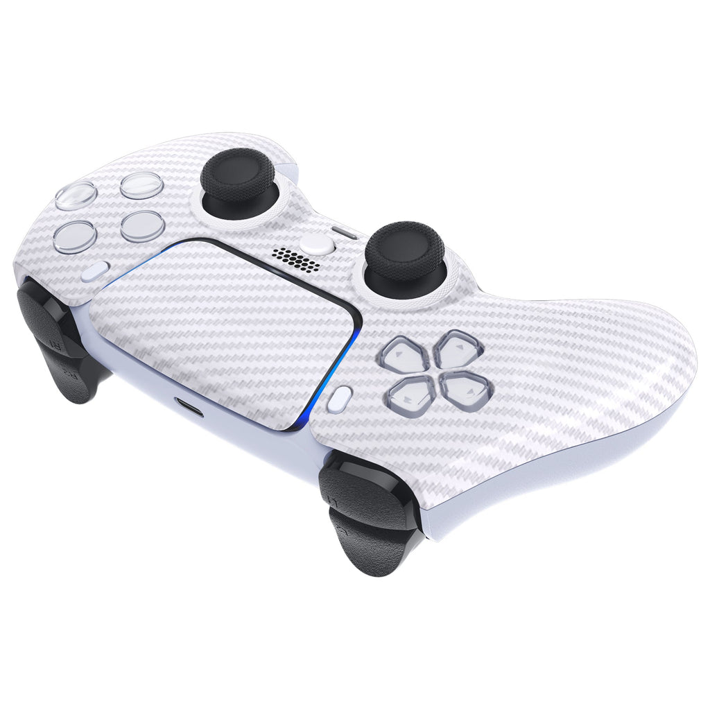 eXtremeRate LUNA Redesigned Replacement Front Shell with Touchpad Compatible with PS5 Controller BDM-010/020/030/040/050 - White Silver Carbon Fiber eXtremeRate