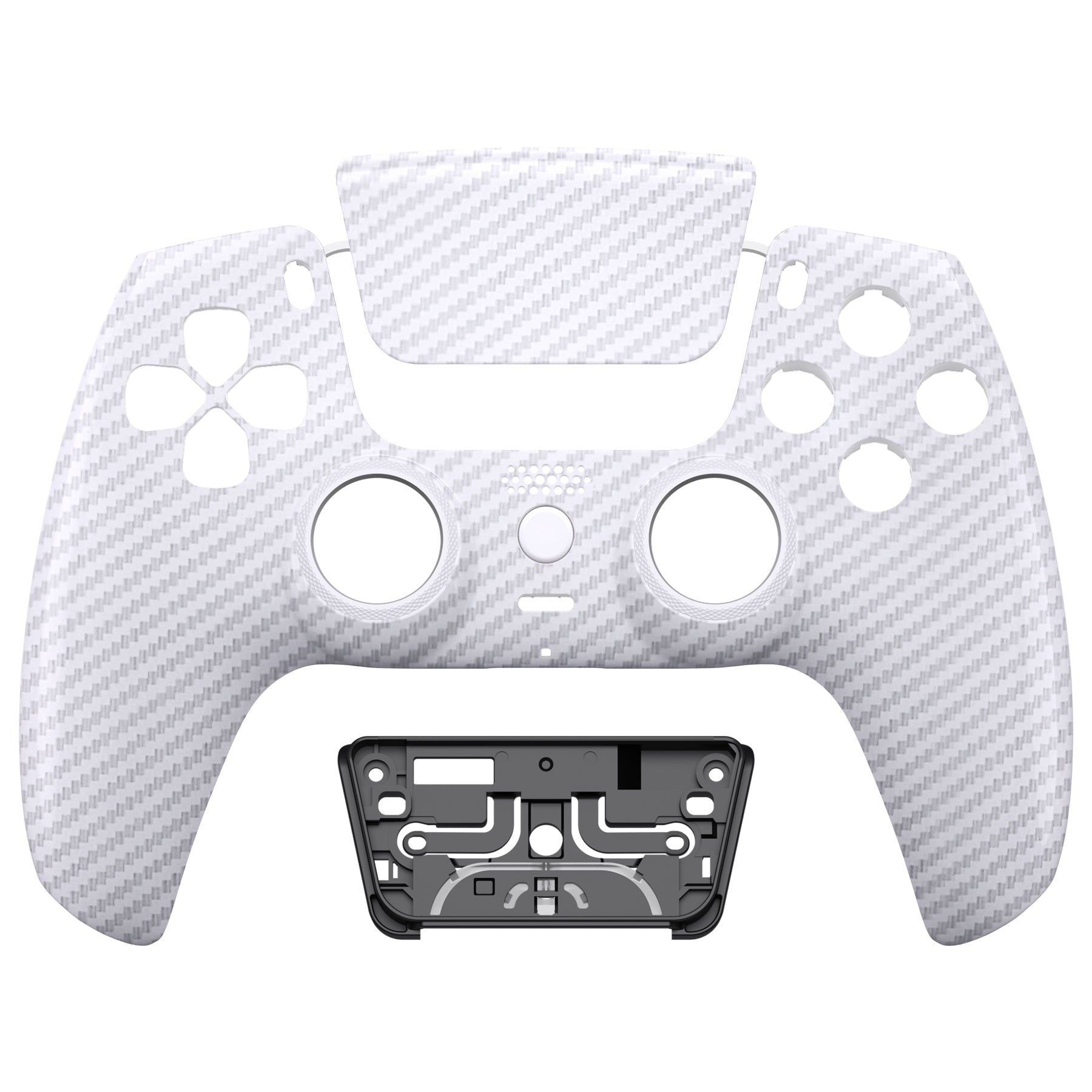 eXtremeRate LUNA Redesigned Replacement Front Shell with Touchpad Compatible with PS5 Controller BDM-010/020/030/040/050 - White Silver Carbon Fiber eXtremeRate
