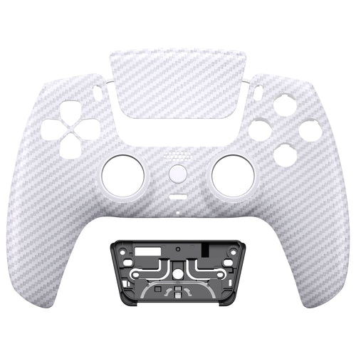 eXtremeRate LUNA Redesigned Replacement Front Shell with Touchpad Compatible with PS5 Controller BDM-010/020/030/040/050 - White Silver Carbon Fiber eXtremeRate