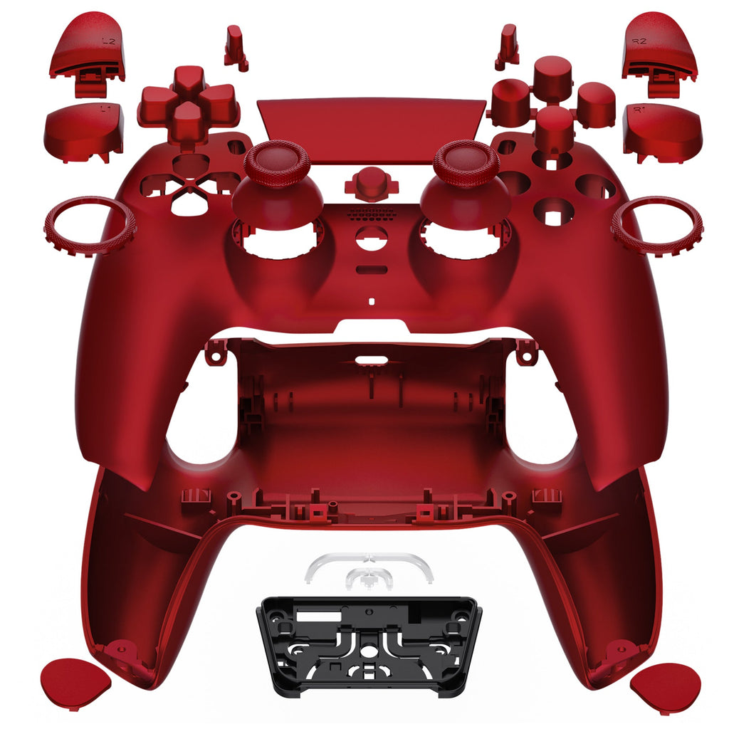 eXtremeRate LUNA Redesigned Replacement Full Set Shells with Buttons Compatible with PS5 Controller BDM-030/040/050 - Scarlet Red eXtremeRate
