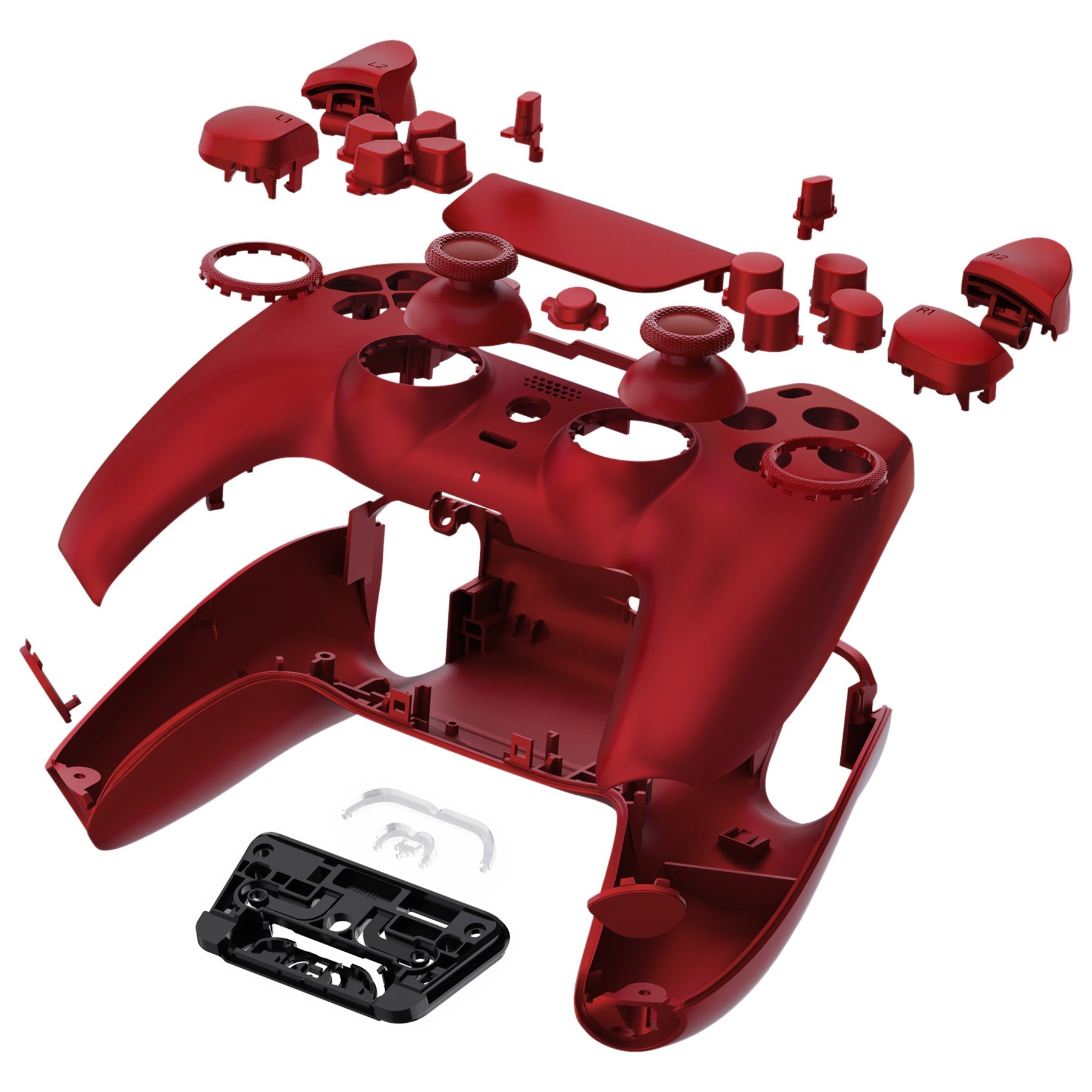 eXtremeRate LUNA Redesigned Replacement Full Set Shells with Buttons Compatible with PS5 Controller BDM-030/040/050 - Scarlet Red eXtremeRate