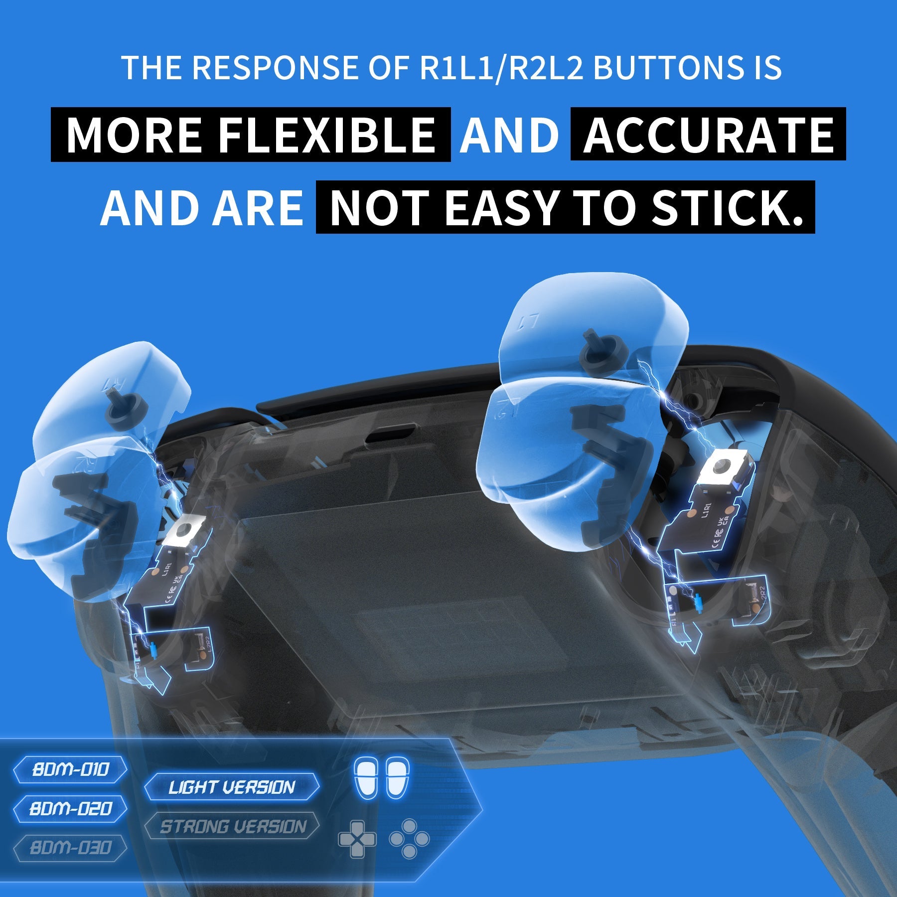 eXtremeRate Micro Switch - Light Version Tactile Clicky Hair Trigger Kit V2 for PS5 Controller BDM-010/020 Shoulder Buttons, Ergonomic Micro Switches L2R2 Tactile L1R1 Mouse Click for PS5 Controller eXtremeRate
