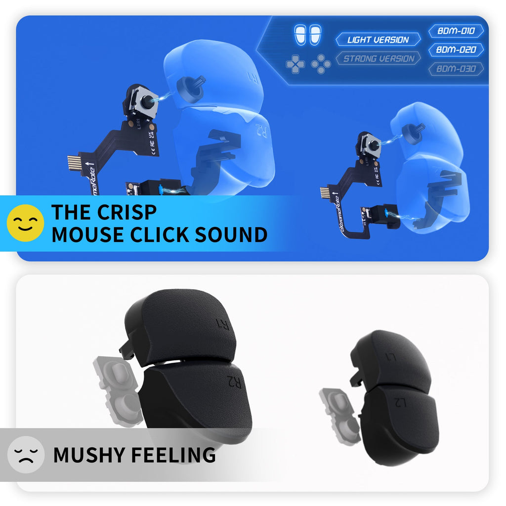 eXtremeRate Micro Switch - Light Version Tactile Clicky Hair Trigger Kit V2 for PS5 Controller BDM-010/020 Shoulder Buttons, Ergonomic Micro Switches L2R2 Tactile L1R1 Mouse Click for PS5 Controller eXtremeRate