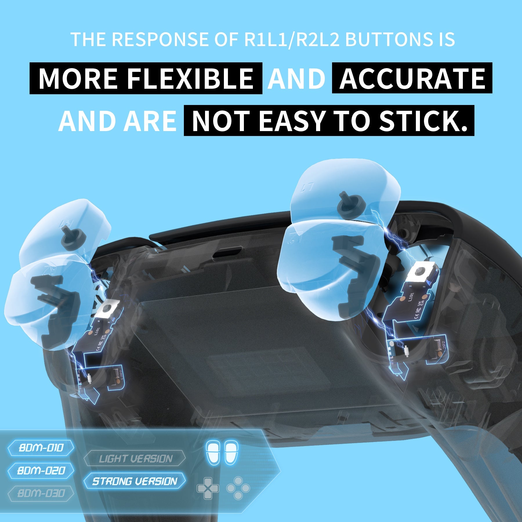 eXtremeRate Micro Switch - Strong Version Tactile Clicky Hair Trigger Kit V2 for PS5 Controller BDM-010/020 Shoulder Buttons, Ergonomic Micro Switches L2R2 Tactile L1R1 Mouse Click for PS5 Controller eXtremeRate
