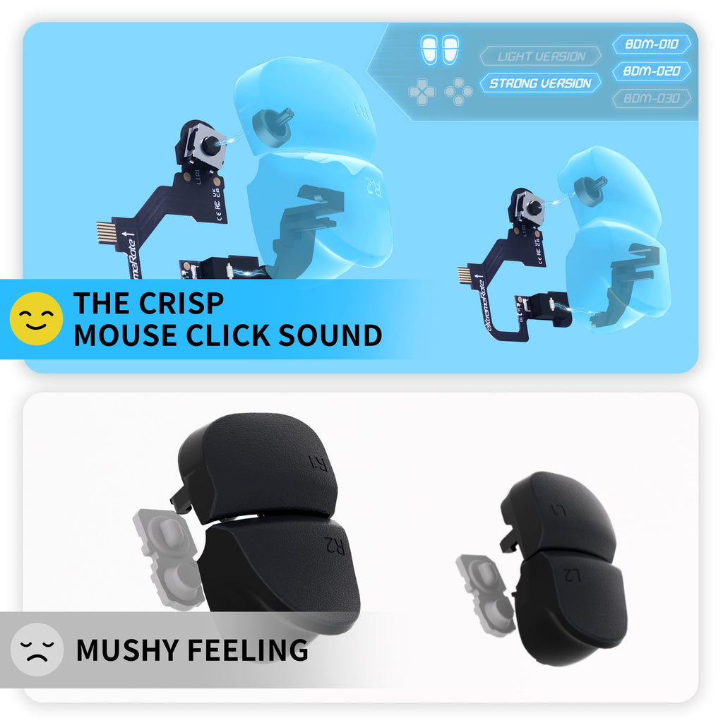 eXtremeRate Micro Switch - Strong Version Tactile Clicky Hair Trigger Kit V2 for PS5 Controller BDM-010/020 Shoulder Buttons, Ergonomic Micro Switches L2R2 Tactile L1R1 Mouse Click for PS5 Controller eXtremeRate