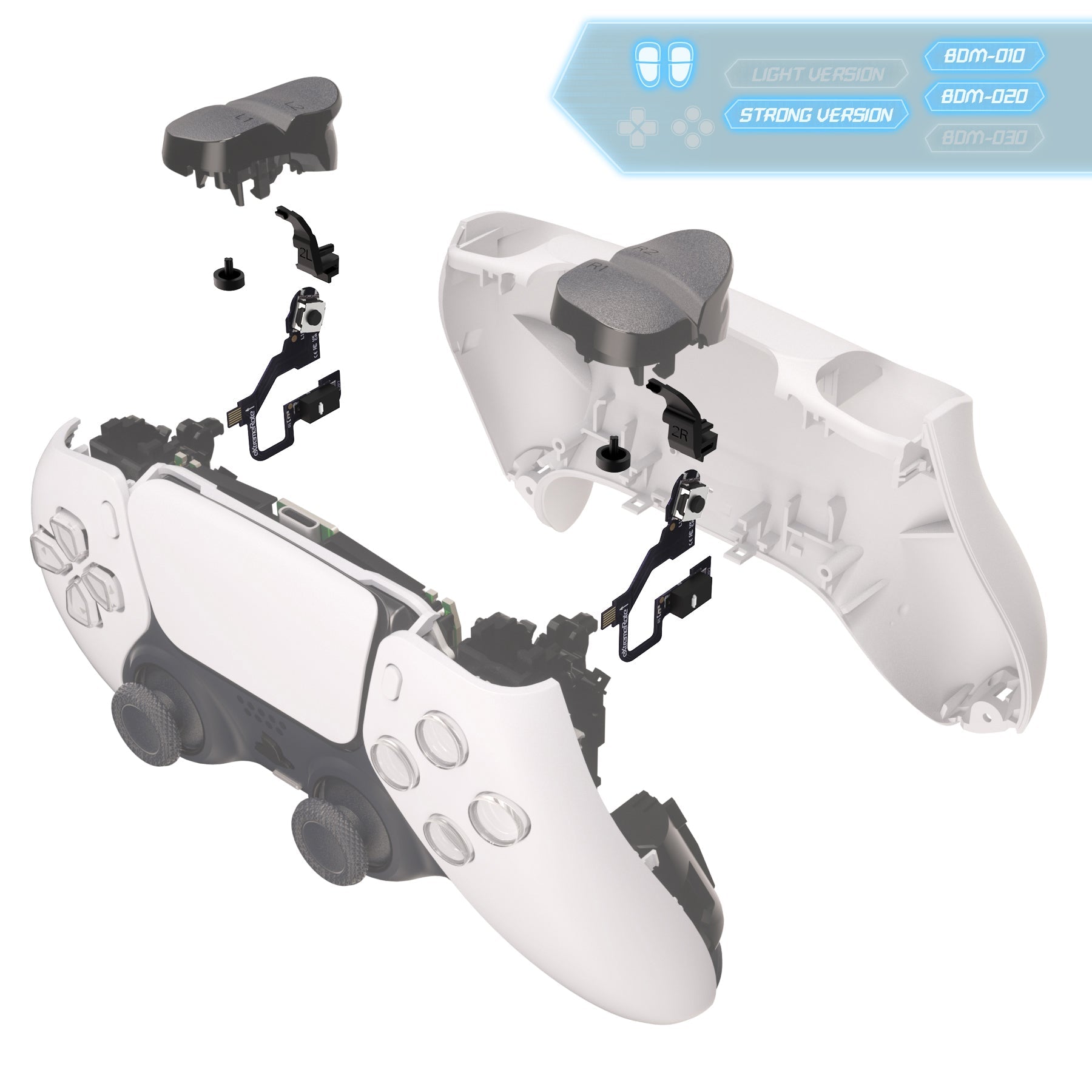 eXtremeRate Micro Switch - Strong Version Tactile Clicky Hair Trigger Kit V2 for PS5 Controller BDM-010/020 Shoulder Buttons, Ergonomic Micro Switches L2R2 Tactile L1R1 Mouse Click for PS5 Controller eXtremeRate