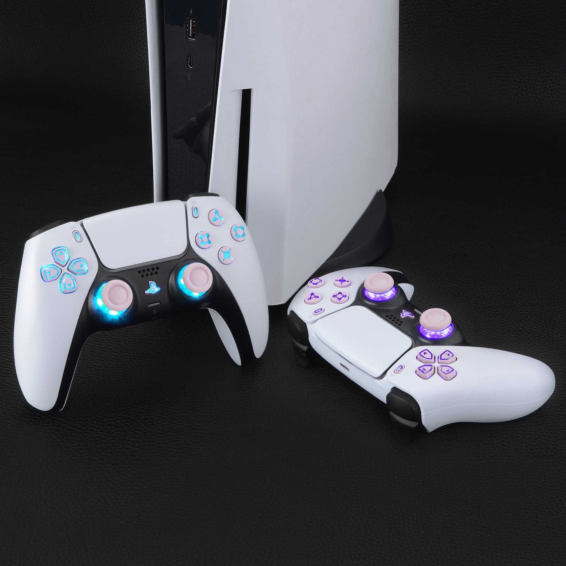 eXtremeRate Multi-Colors Luminated Buttons DTF V3 LED Kit for PS5 Controller BDM-030/040/050 - Cherry Blossoms Pink eXtremeRate