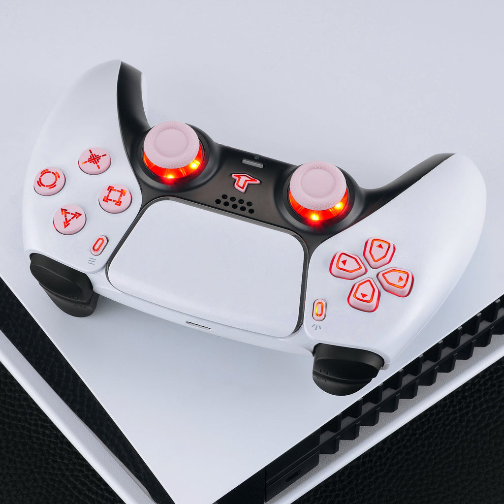 eXtremeRate Multi-Colors Luminated Buttons DTF V3 LED Kit for PS5 Controller BDM-030/040/050 - Cherry Blossoms Pink eXtremeRate