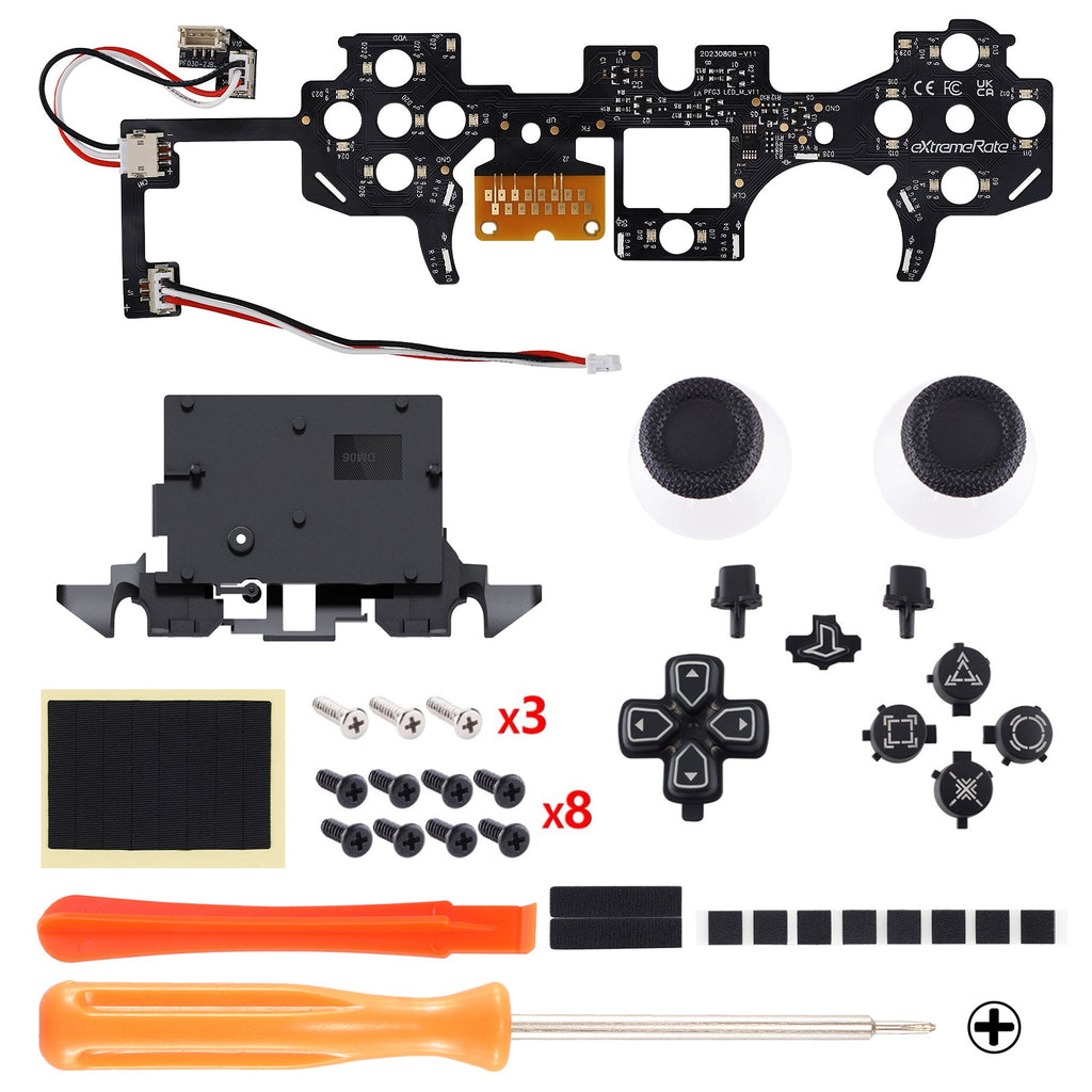eXtremeRate Multi-Colors Luminated Buttons DTF V4 LED Kit for PS5 Controller BDM-030/040/050/060 - Black eXtremeRate