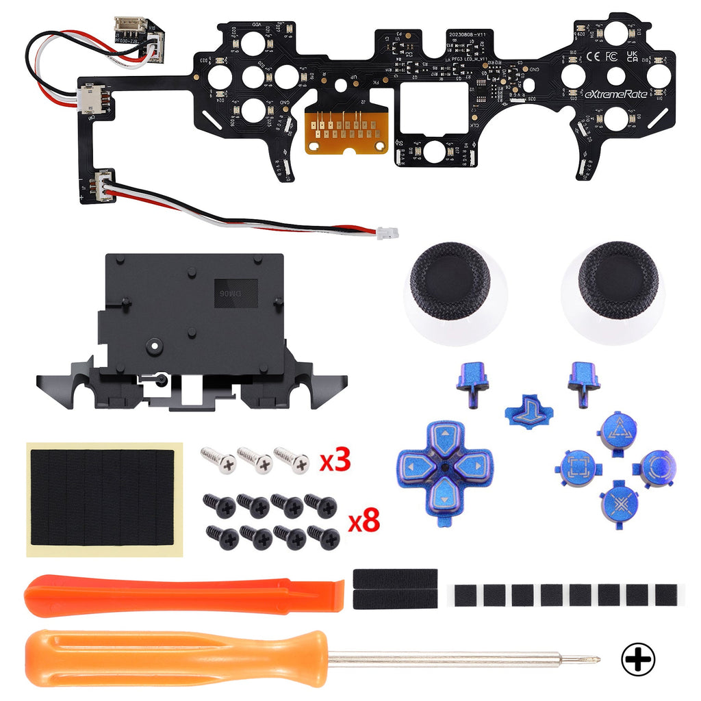 eXtremeRate Multi-Colors Luminated Buttons DTF V4 LED Kit for PS5 Controller BDM-030/040/050/060 - Chameleon Purple Blue eXtremeRate