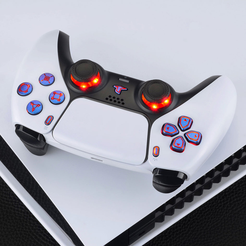 eXtremeRate Multi-Colors Luminated Buttons DTF V4 LED Kit for PS5 Controller BDM-030/040/050/060 - Chameleon Purple Blue eXtremeRate