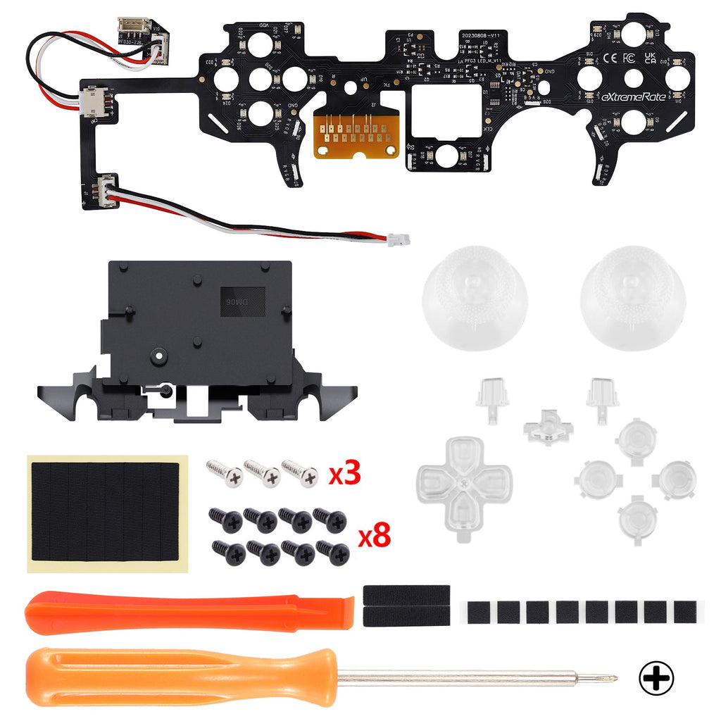 eXtremeRate Multi-Colors Luminated Buttons DTF V4 LED Kit for PS5 Controller BDM-030/040/050/060 - Clear eXtremeRate