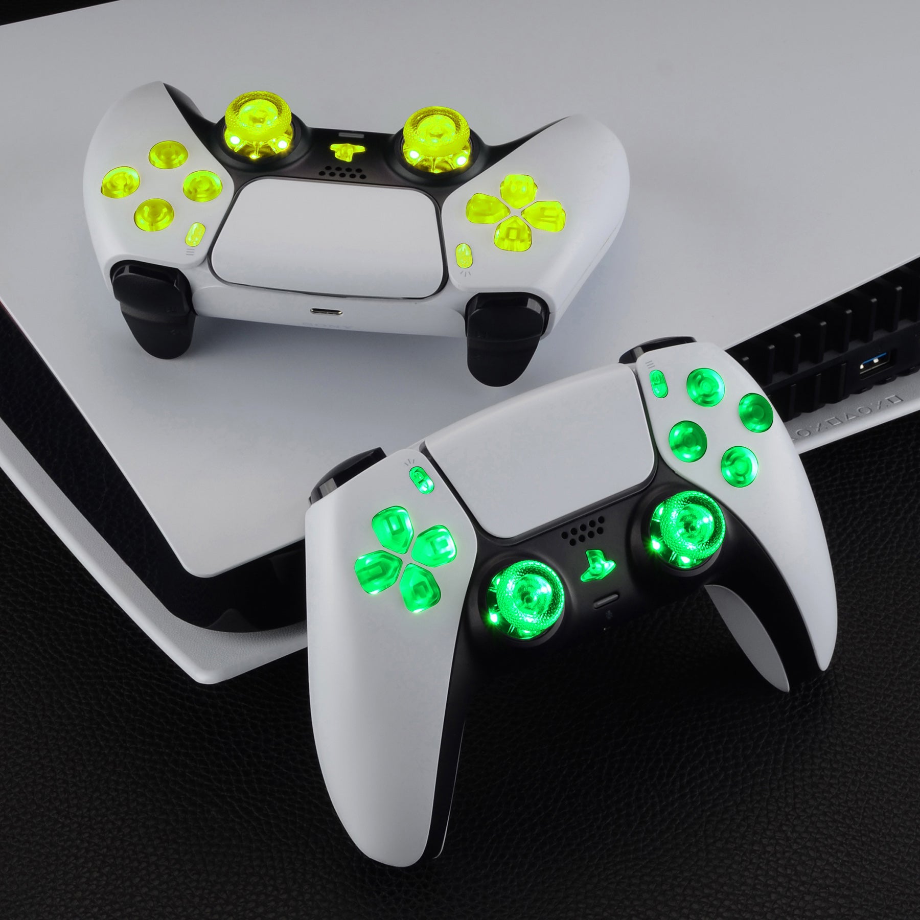 eXtremeRate Multi-Colors Luminated Buttons DTF V4 LED Kit for PS5 Controller BDM-030/040/050/060 - Clear eXtremeRate