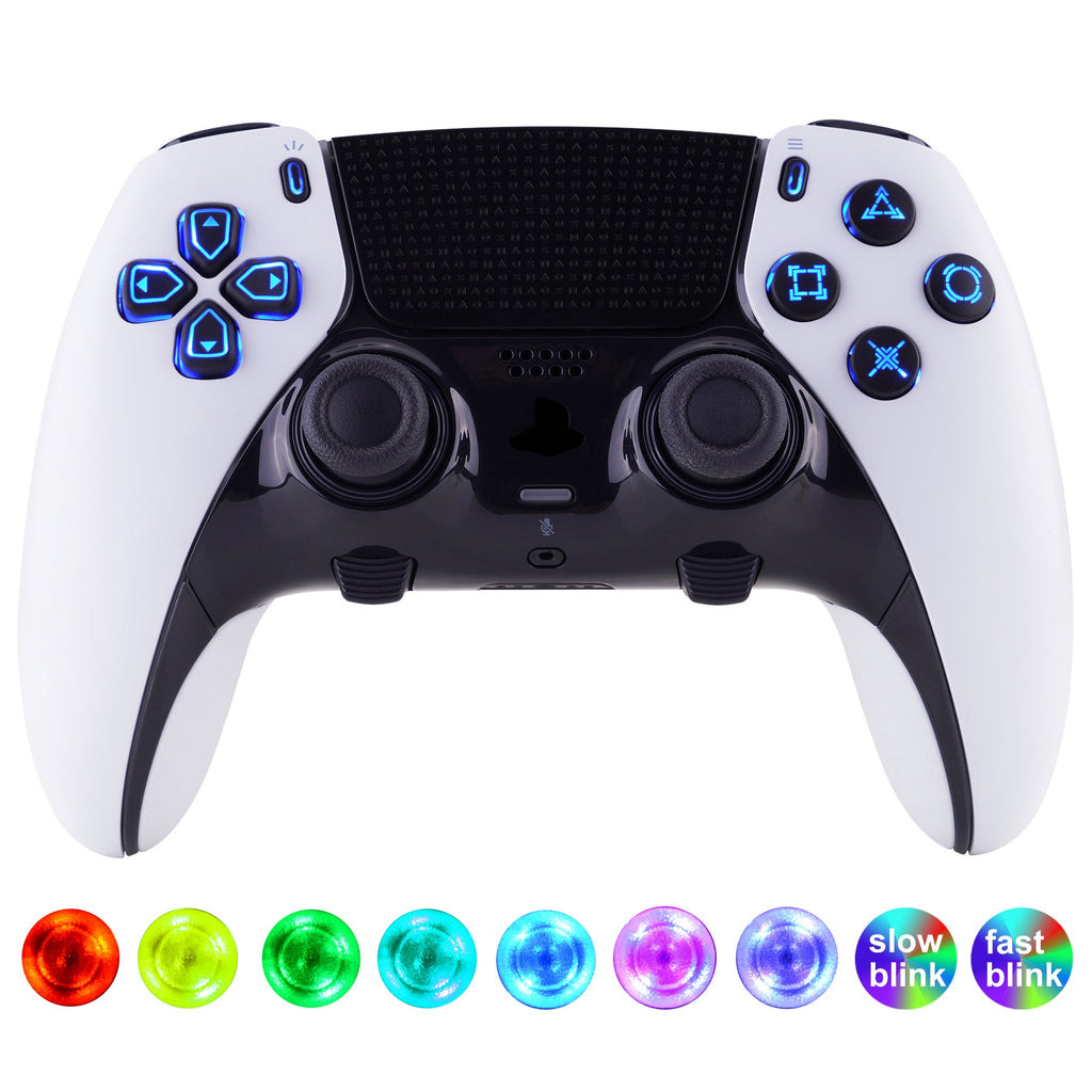 eXtremeRate Multi-Colors Luminated Buttons D&F LED Kit for PS5 Edge Controller - Black Classical Symbols Buttons eXtremeRate