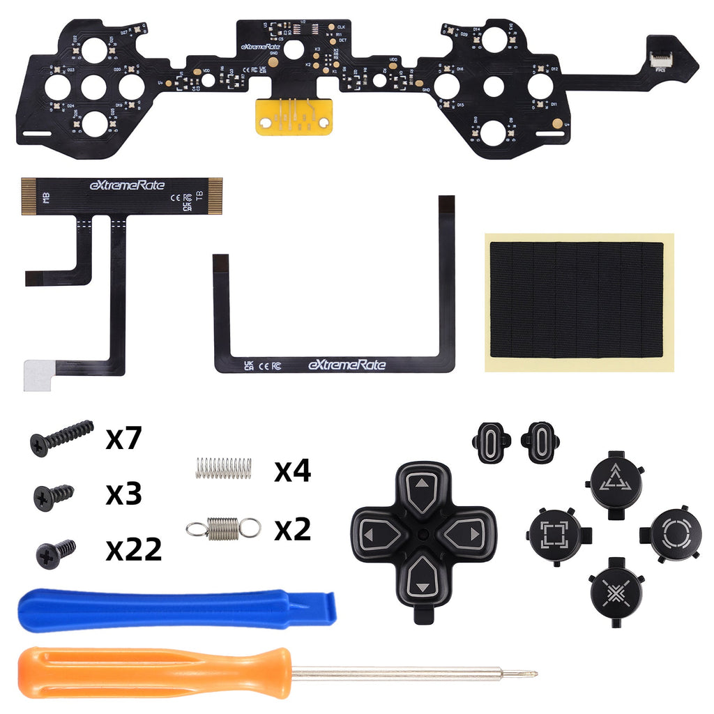 eXtremeRate Multi-Colors Luminated Buttons D&F LED Kit for PS5 Edge Controller - Black Classical Symbols Buttons eXtremeRate