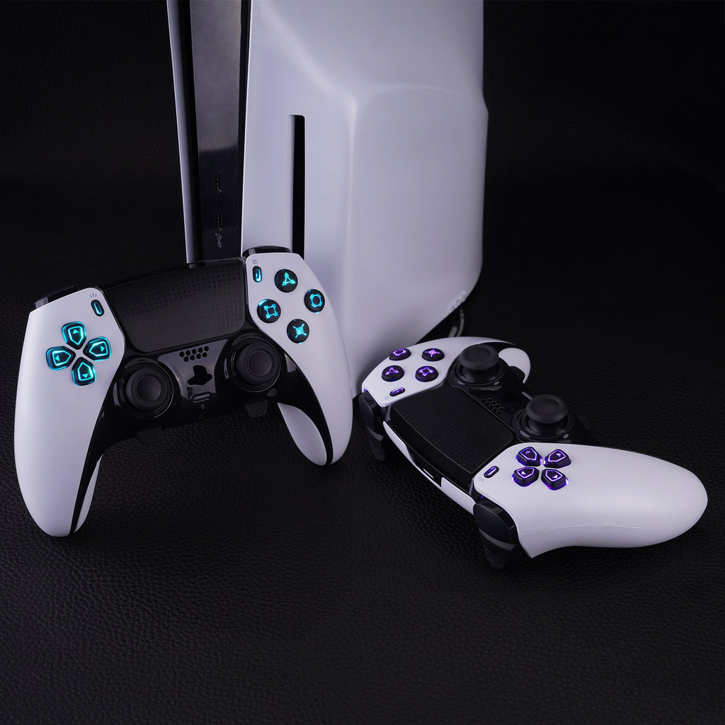 eXtremeRate Multi-Colors Luminated Buttons D&F LED Kit for PS5 Edge Controller - Black Classical Symbols Buttons eXtremeRate