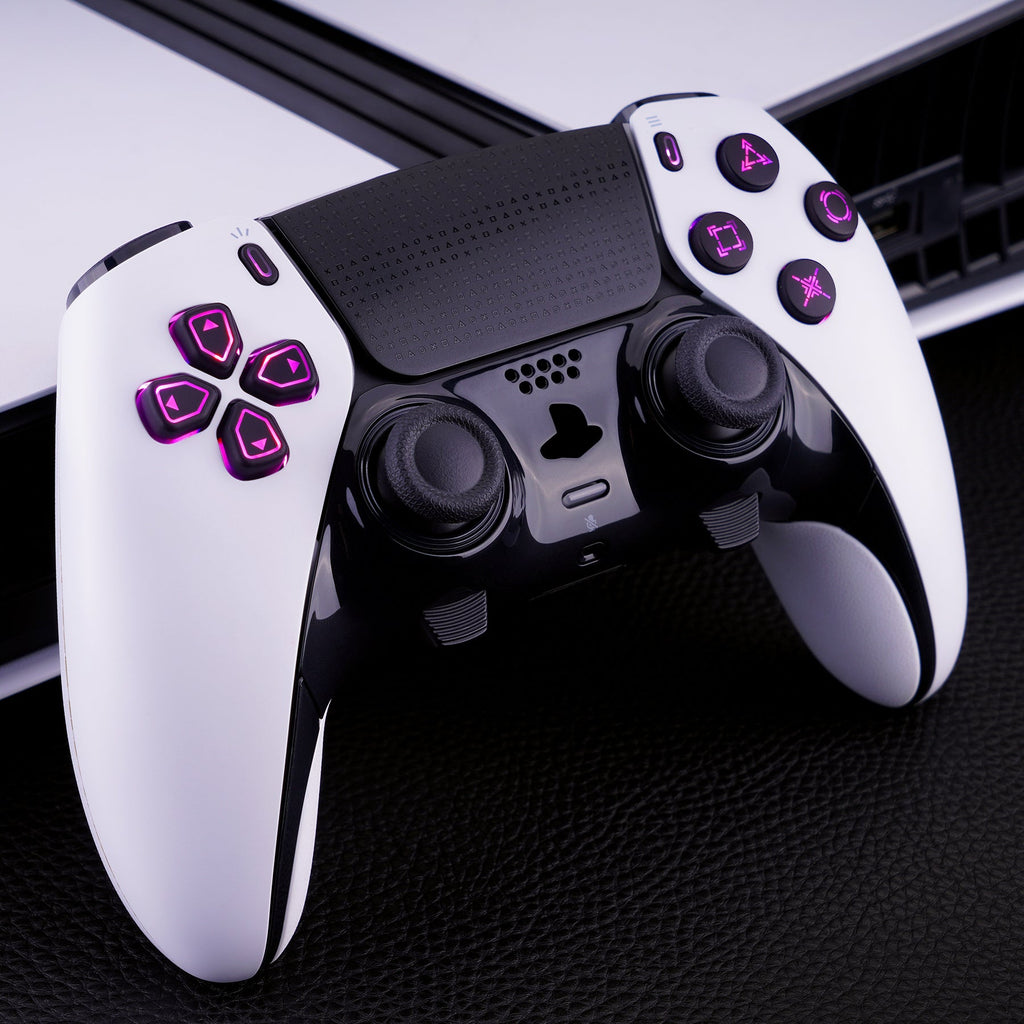 eXtremeRate Multi-Colors Luminated Buttons D&F LED Kit for PS5 Edge Controller - Black Classical Symbols Buttons eXtremeRate
