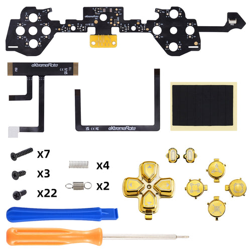 eXtremeRate Multi-Colors Luminated Buttons D&F LED Kit for PS5 Edge Controller - Chrome Gold Classical Symbols Buttons eXtremeRate