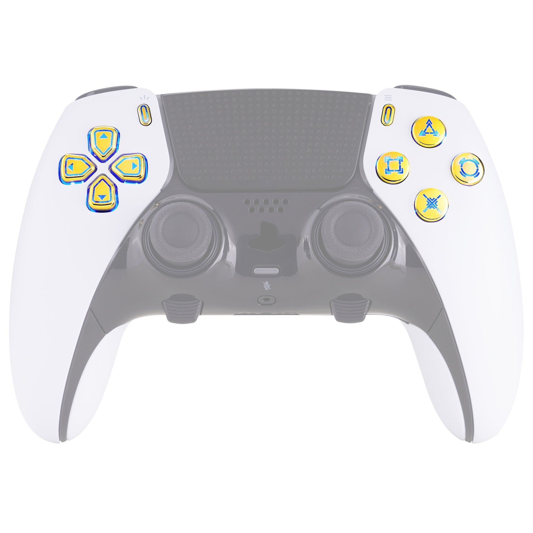 eXtremeRate Multi-Colors Luminated Buttons D&F LED Kit for PS5 Edge Controller - Chrome Gold Classical Symbols Buttons eXtremeRate
