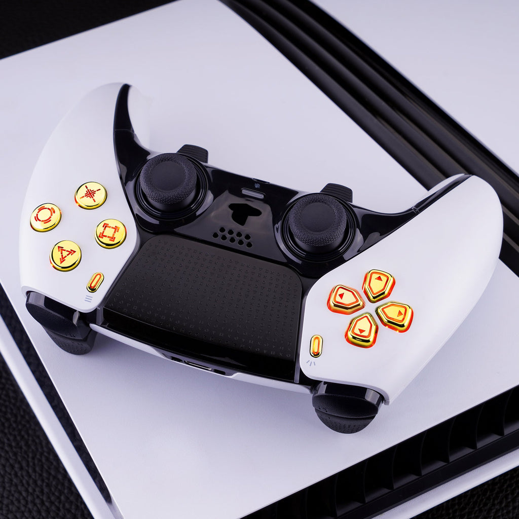 eXtremeRate Multi-Colors Luminated Buttons D&F LED Kit for PS5 Edge Controller - Chrome Gold Classical Symbols Buttons eXtremeRate