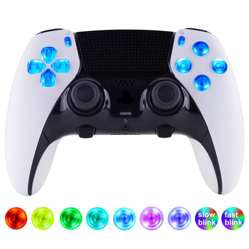 eXtremeRate Multi-Colors Luminated Buttons D&F LED Kit for PS5 Edge Controller - Transparent Clear Buttons eXtremeRate