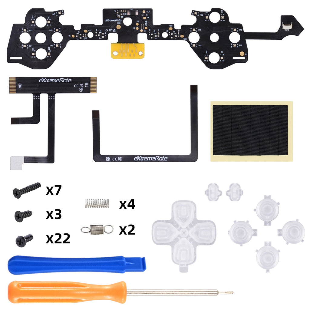 eXtremeRate Multi-Colors Luminated Buttons D&F LED Kit for PS5 Edge Controller - Transparent Clear Buttons eXtremeRate