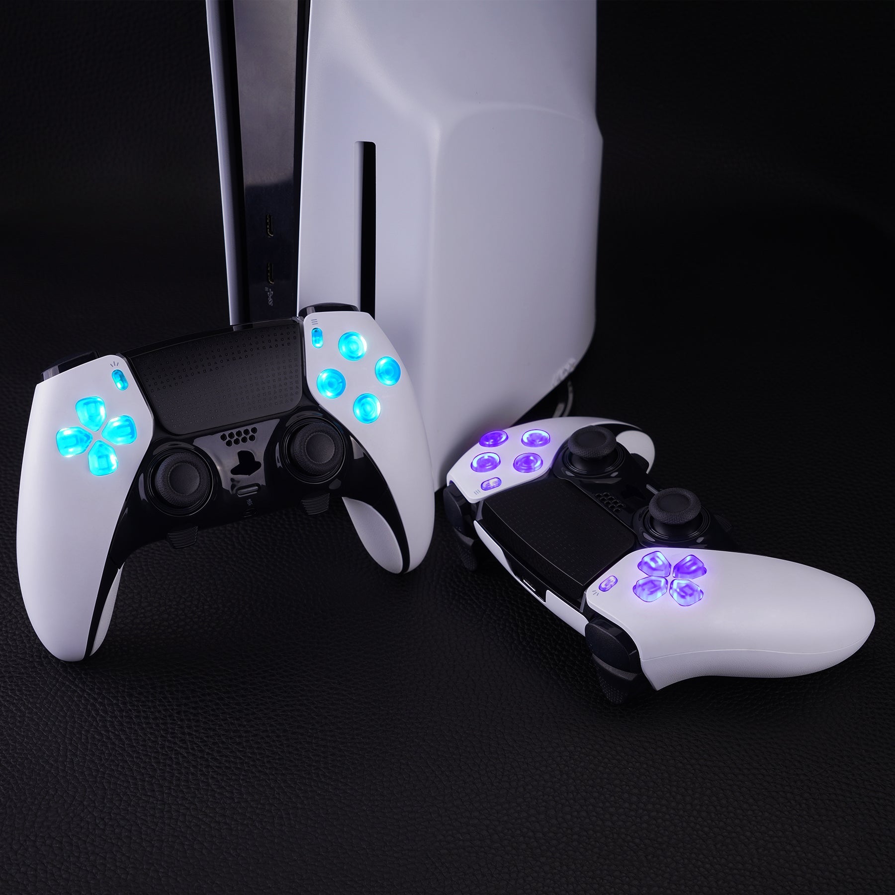 eXtremeRate Multi-Colors Luminated Buttons D&F LED Kit for PS5 Edge Controller - Transparent Clear Buttons eXtremeRate