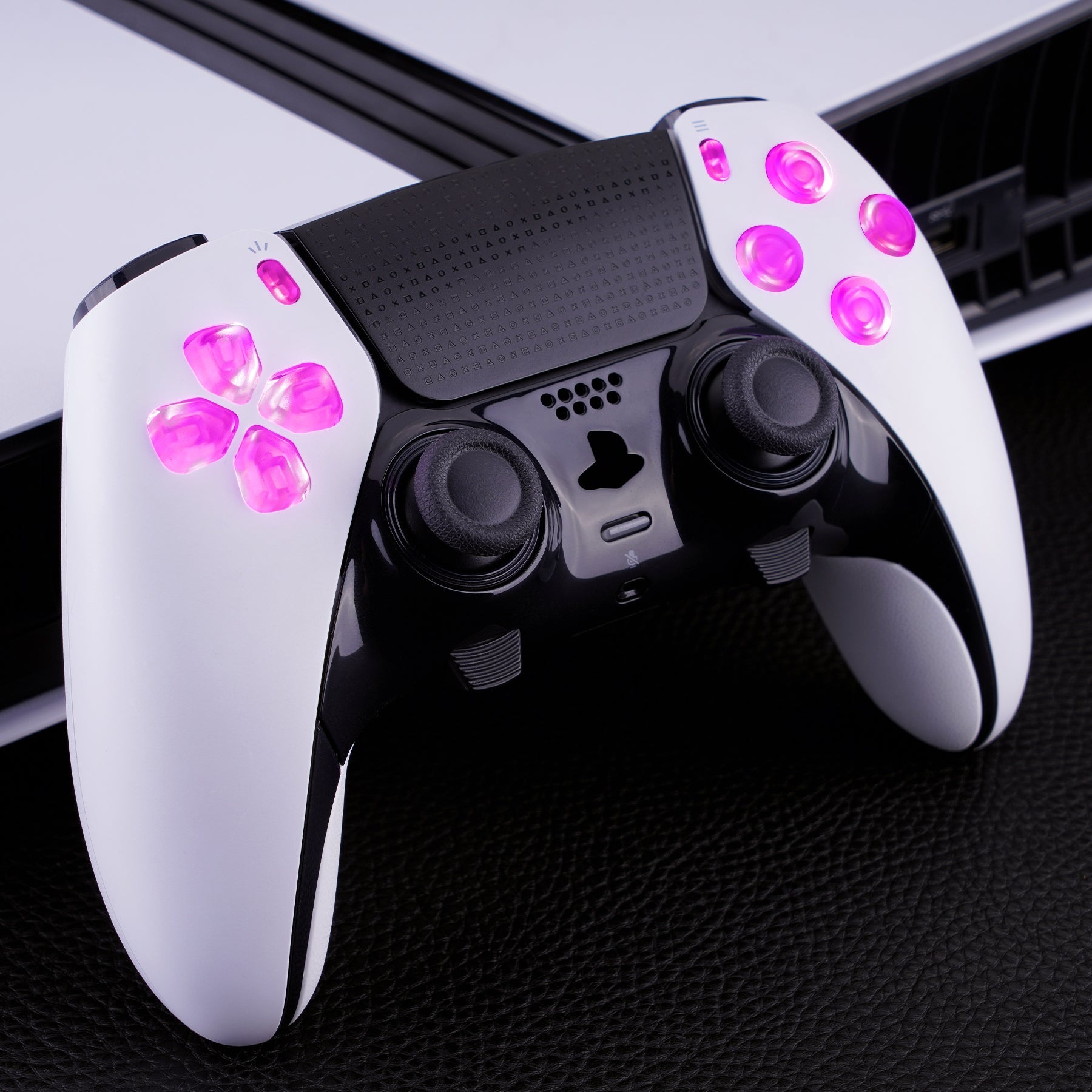 eXtremeRate Multi-Colors Luminated Buttons D&F LED Kit for PS5 Edge Controller - Transparent Clear Buttons eXtremeRate